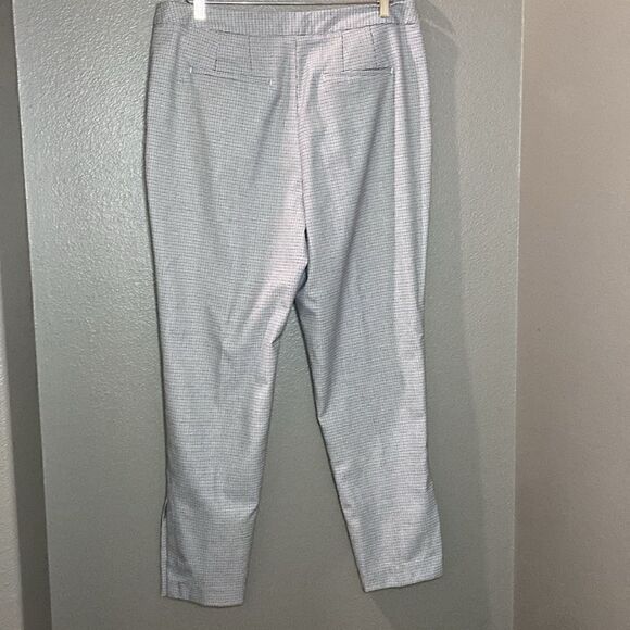 Worthington Houndstooth Pants grey black White Side Slit Hems - Picture 9 of 11